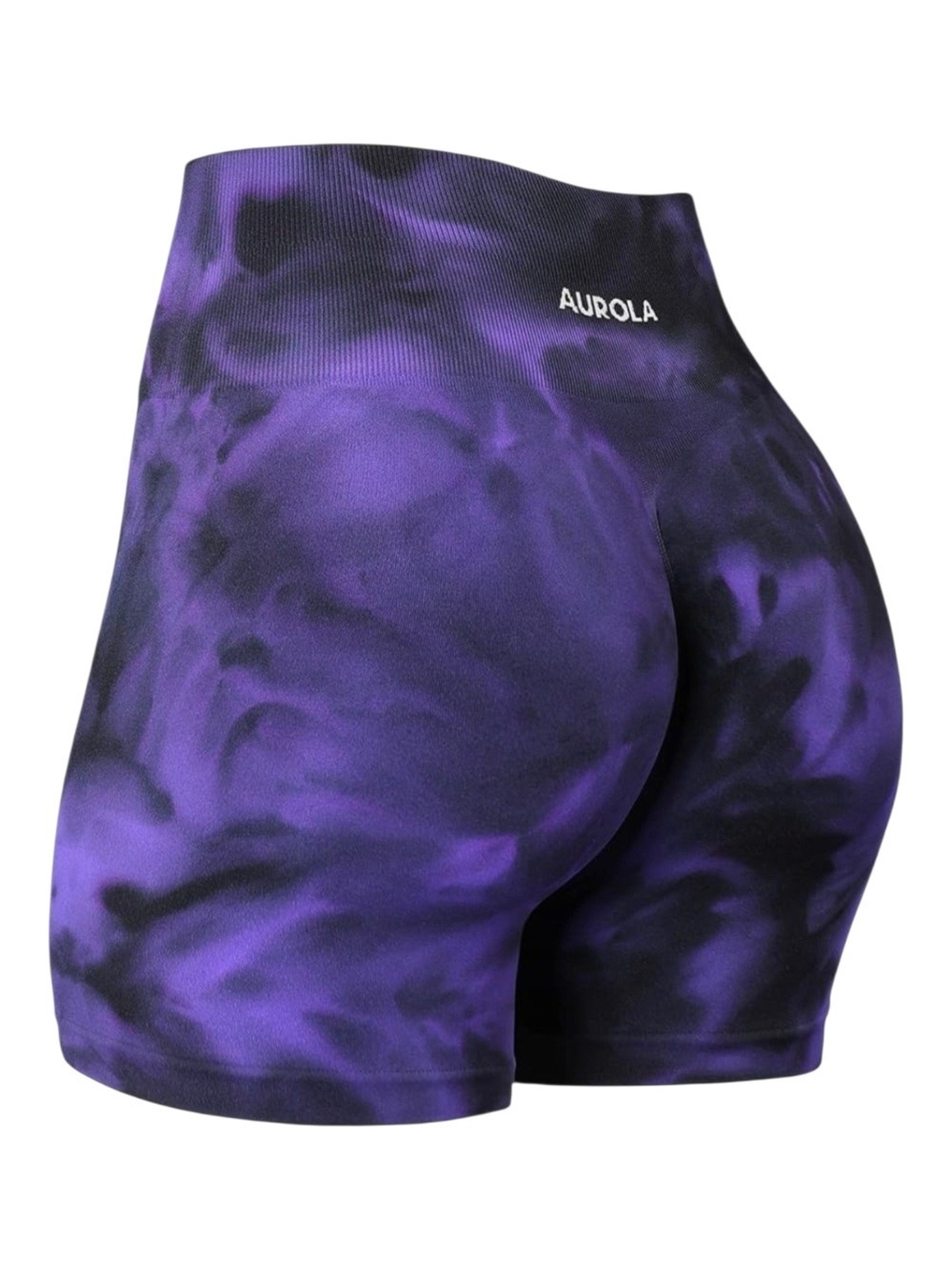AUROLA Dream Collection High Waisted Seamless Scrunch Bum Purple Tie Dye Shorts